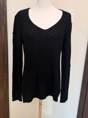 Brandy Melville Black Lightweight V-Neck Knit Oversized Sweater